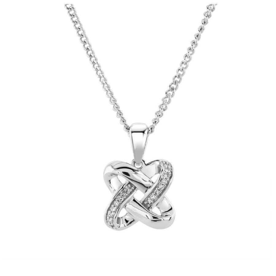 Dipples-9ct White Gold Diamond Set Celtic Twist Pendant-Dipples Jewellers