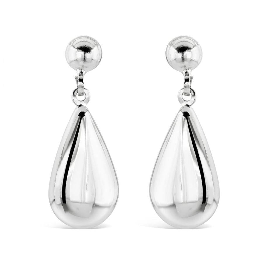 Dipples-9ct White Gold Pear Shaped Drop Earrings-Dipples Jewellers