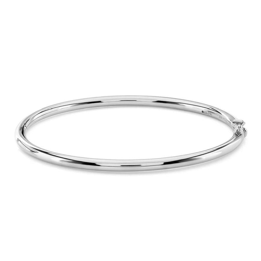 Dipples-9ct White Gold Polished Solid Gold Bangle-Dipples Jewellers