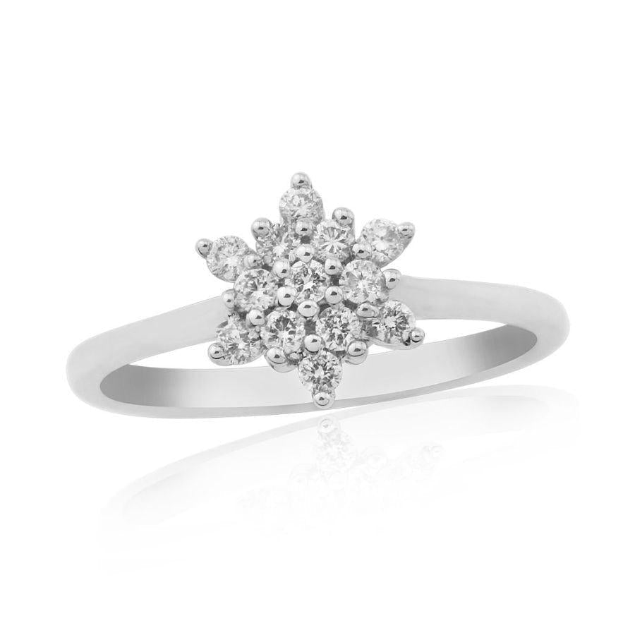 Dipples-9ct White Gold Round Brilliant Cut Diamond Cluster Ring-Dipples Jewellers