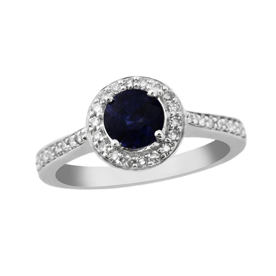 Dipples-9ct White Gold Round Cut Sapphire & Diamond Halo Cluster Ring-Dipples Jewellers