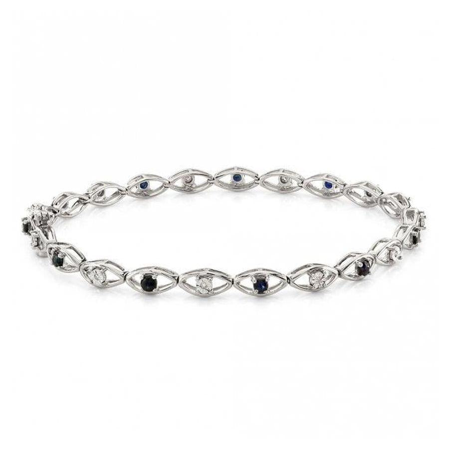 Dipples-9ct White Gold Sapphire & Diamond Bracelet-Dipples Jewellers