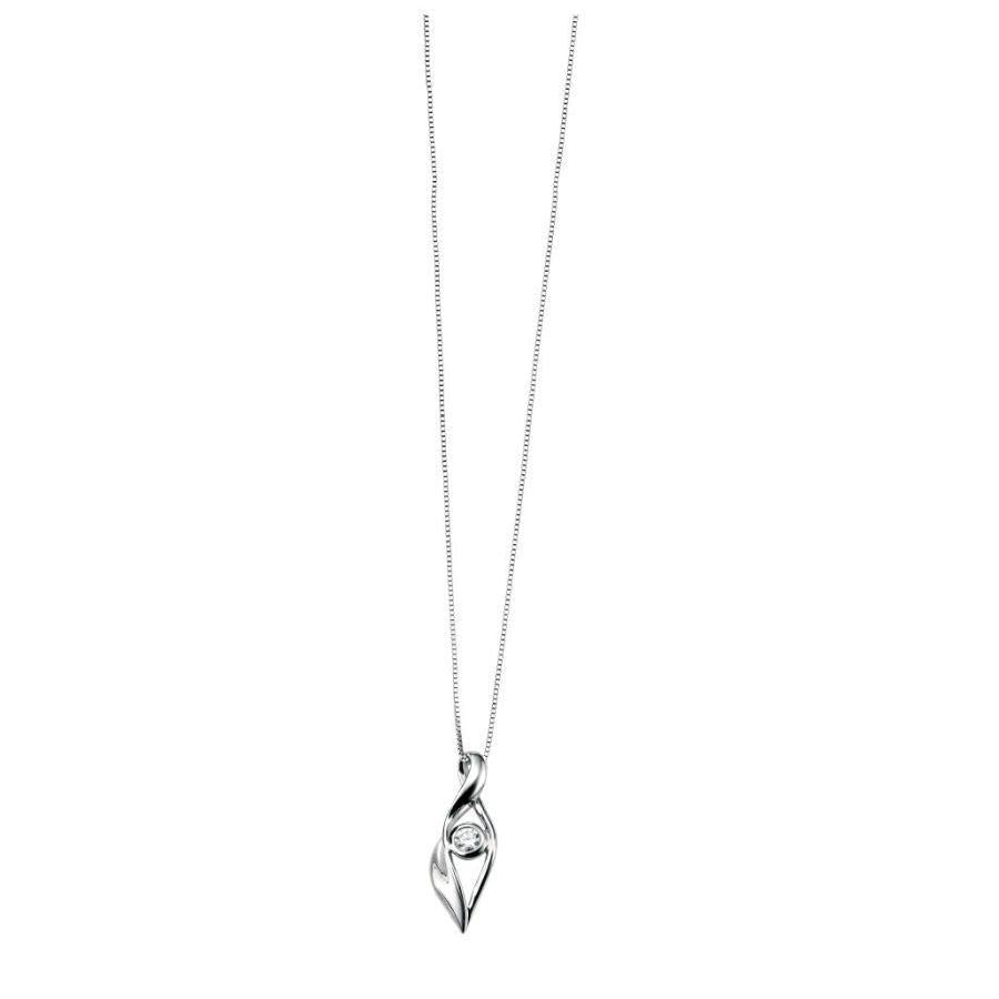 Dipples-9ct White Gold Solitaire Diamond Twist Pendant-Dipples Jewellers