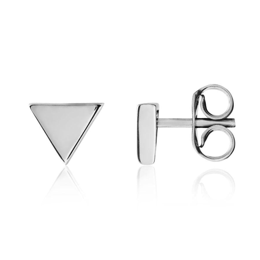 Dipples-9ct White Gold Triangular Stud Earrings-Dipples Jewellers