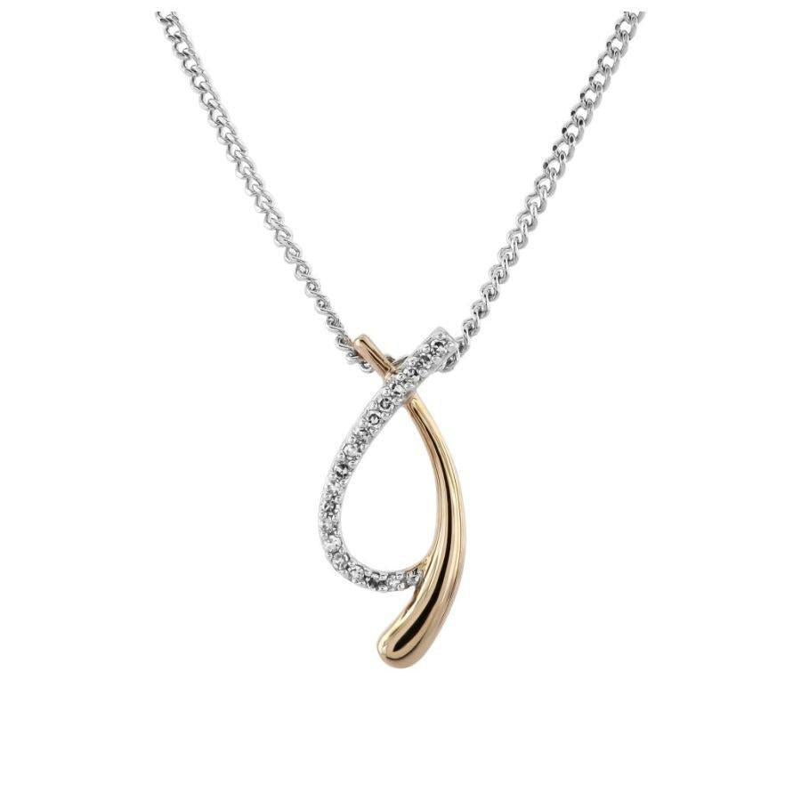 Dipples-9ct White & Rose Gold Diamond Set Twist Pendant-Dipples Jewellers