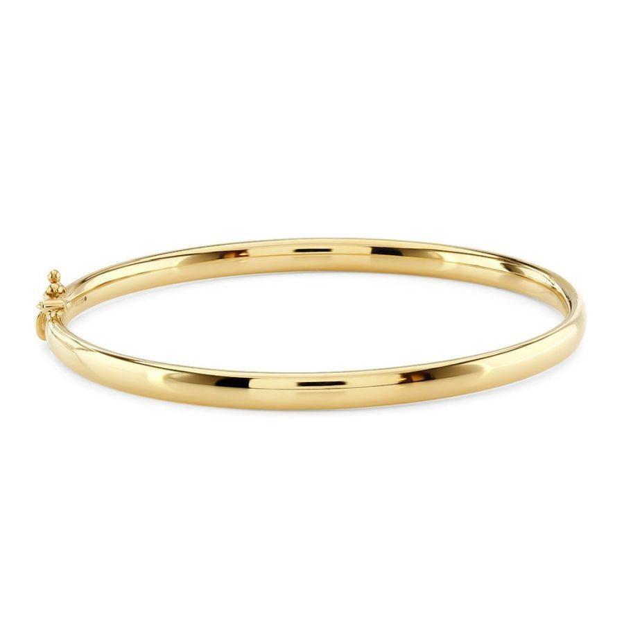 Dipples-9ct Yellow Gold 4mm Ovl Solid Bangle-Dipples Jewellers