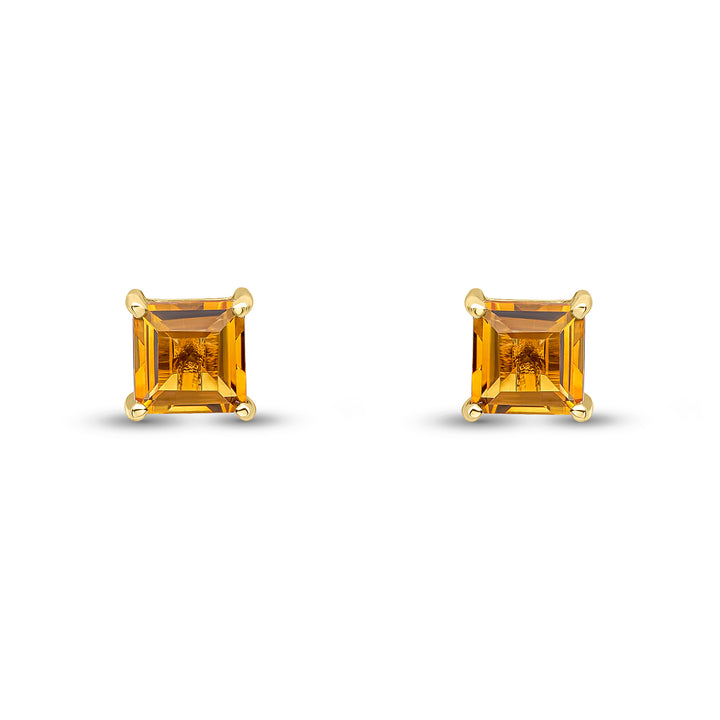 Dipples-9ct yellow gold 5mm square Citrine stud earrings-Dipples Jewellers