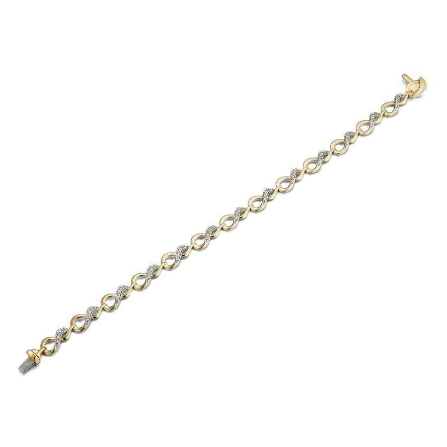 Dipples-9ct Yellow Gold Diamond Set Figaro Link Bracelet-Dipples Jewellers