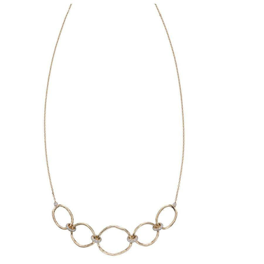 Dipples-9ct Yellow Gold Diamond Set Hammered Loop Necklet-Dipples Jewellers