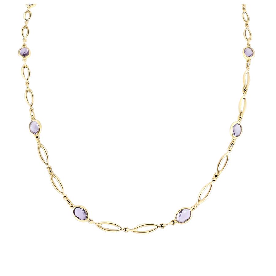 Dipples-9ct Yellow Gold Oval Cut Amethyst Set Necklet-Dipples Jewellers