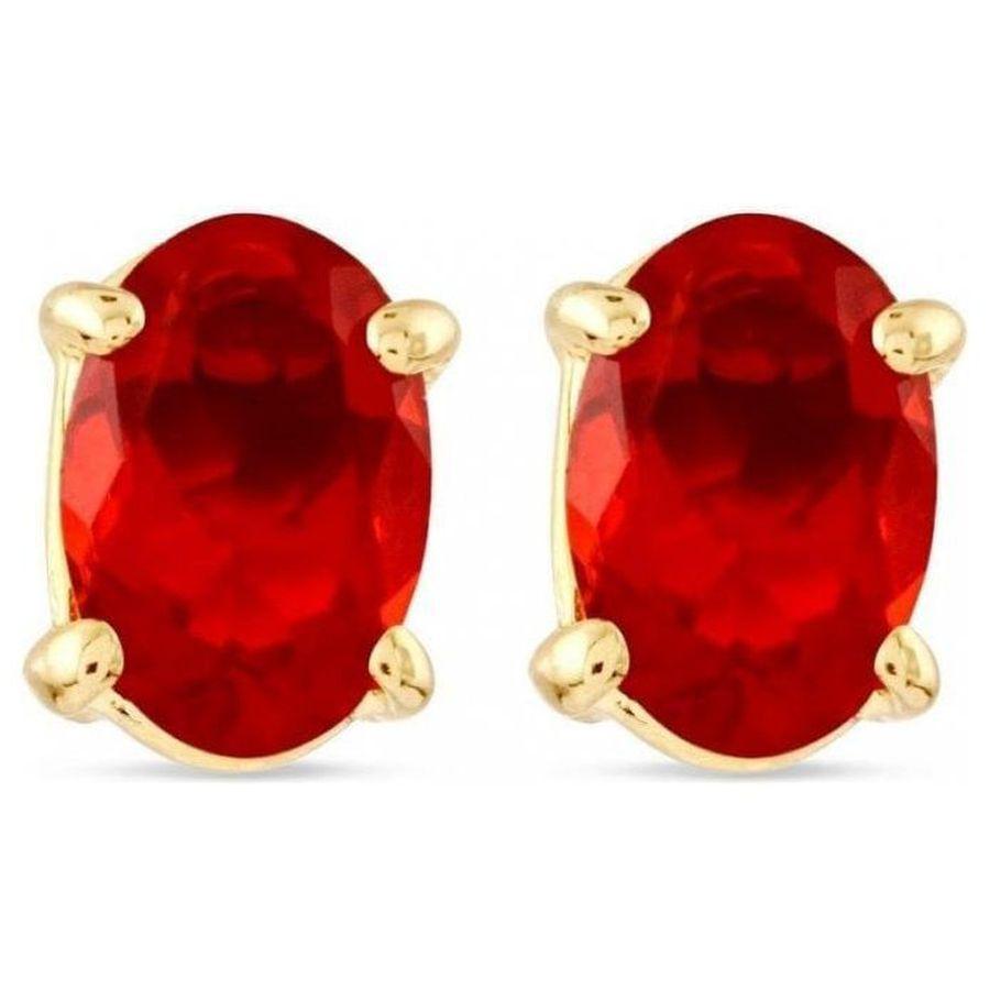 Dipples-9ct Yellow Gold Oval Fire Opal Stud Earrings-Dipples Jewellers
