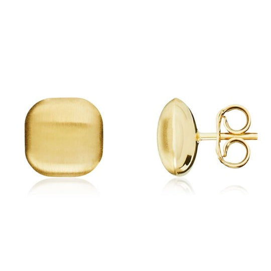 Dipples-9ct Yellow Gold Satin Finished 8mm Ball Stud Earrings-Dipples Jewellers