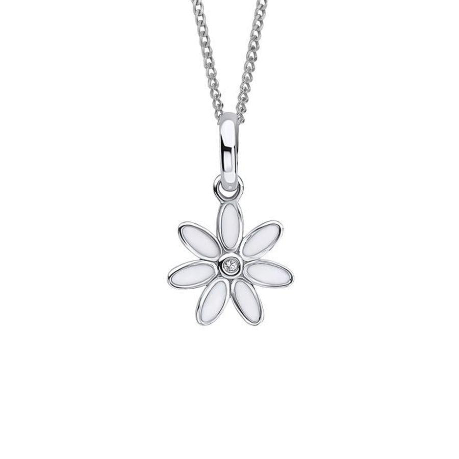 Dipples-D 4 Diamond Silver Daisy Pendant-Dipples Jewellers