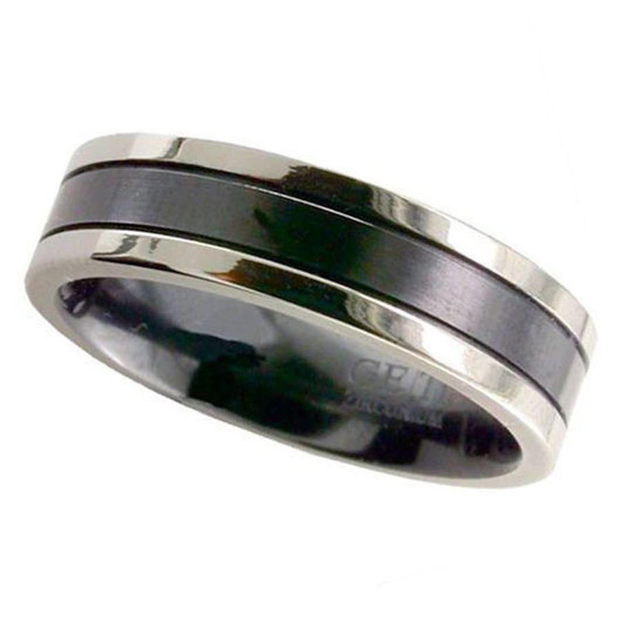 Dipples-Flat Pol Sat Blk Centre-Dipples Jewellers