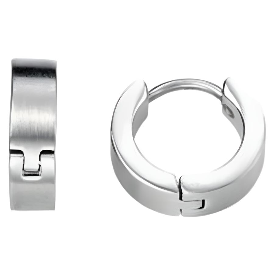 Dipples-Fred Bennett Stainless Steel Brushed Huggie Earring-Dipples Jewellers