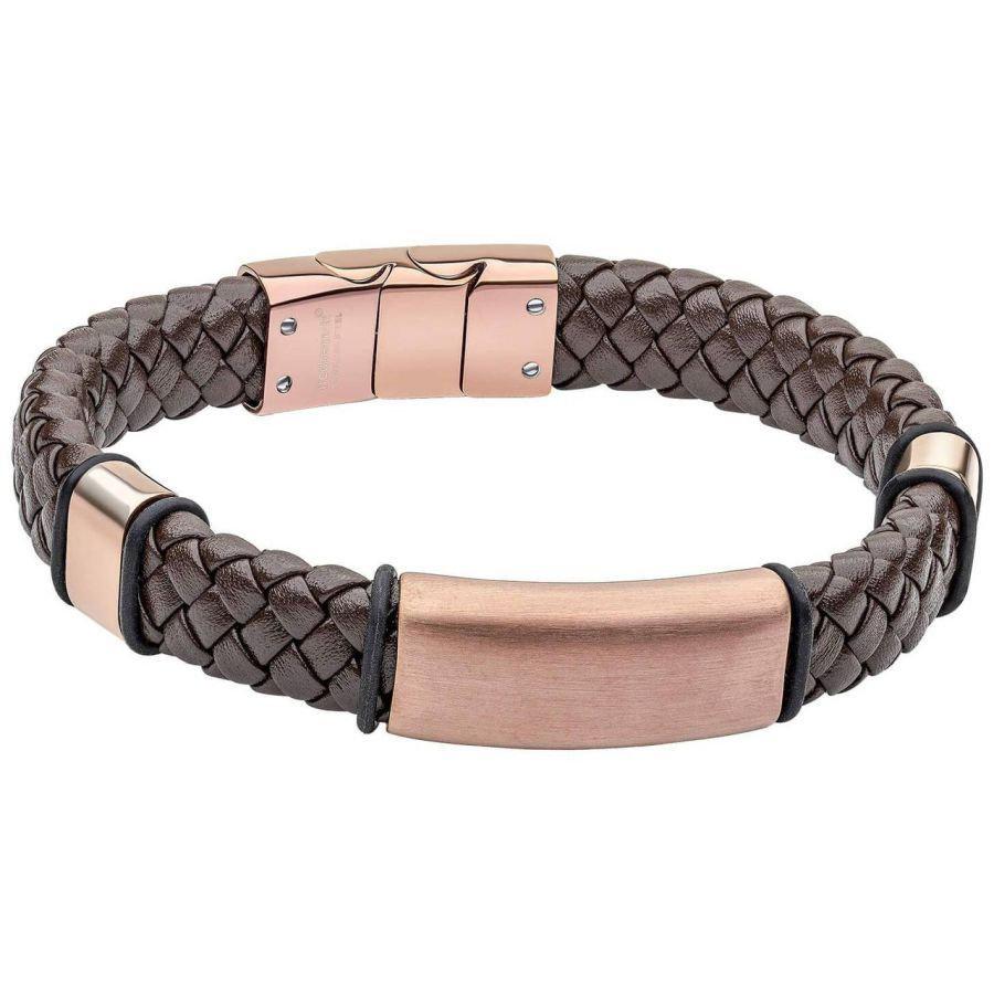 Dipples-Fred Bennett Woven Brown Leather Bracelet-Dipples Jewellers
