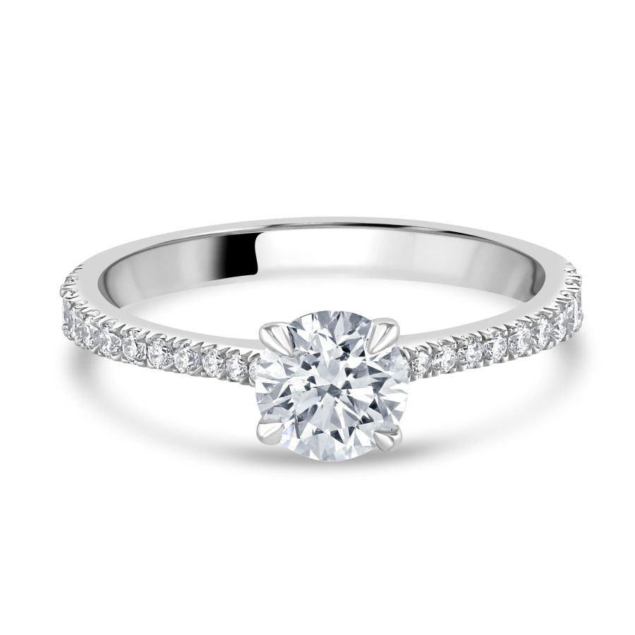 Dipples-Platinum 0.71ct Round Brilliant Cut Diamond Solitaire Ring with Diamond Shoulders-Dipples Jewellers