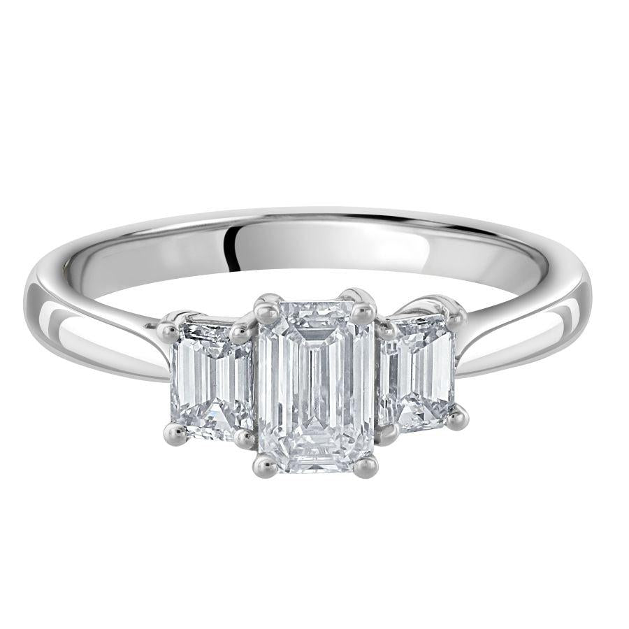Dipples-Platinum Emerald Cut Diamond Trilogy Ring-Dipples Jewellers