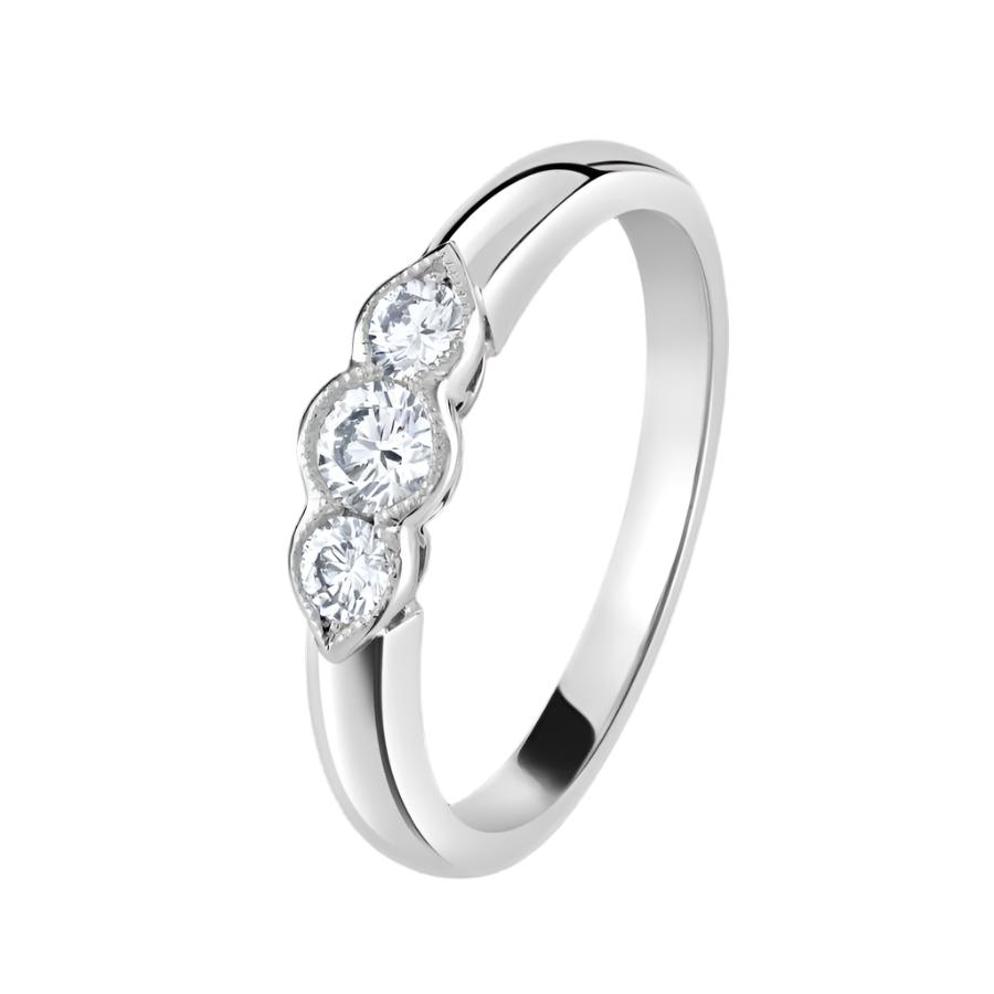 Dipples-Platinum Millegrain Set Round Brilliant Cut Diamond Trilogy Ring-Dipples Jewellers