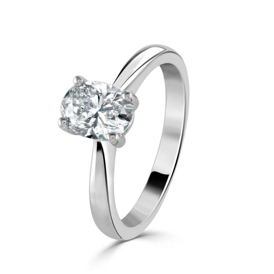 Dipples-Platinum oval cut solitaire claw set diamond ring-Dipples Jewellers