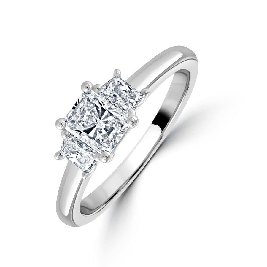 Dipples-Platinum Rectangular & Trapiezoid Cut Diamond Trilogy Ring-Dipples Jewellers
