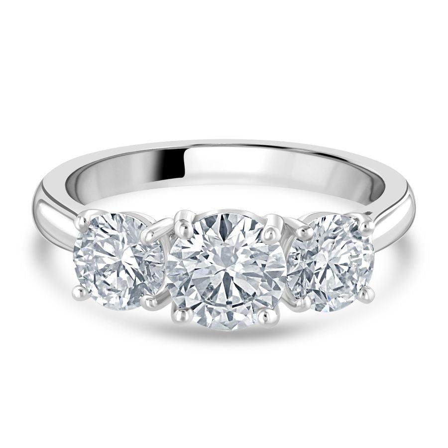Dipples-Platinum Round Brilliant Cut Diamond 3-Stone Ring-Dipples Jewellers