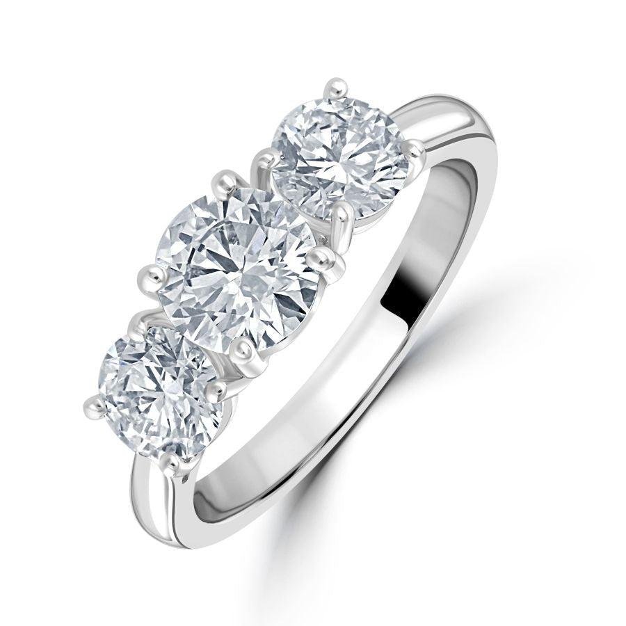 Dipples-Platinum Round Brilliant Cut Diamond 3-Stone Ring-Dipples Jewellers