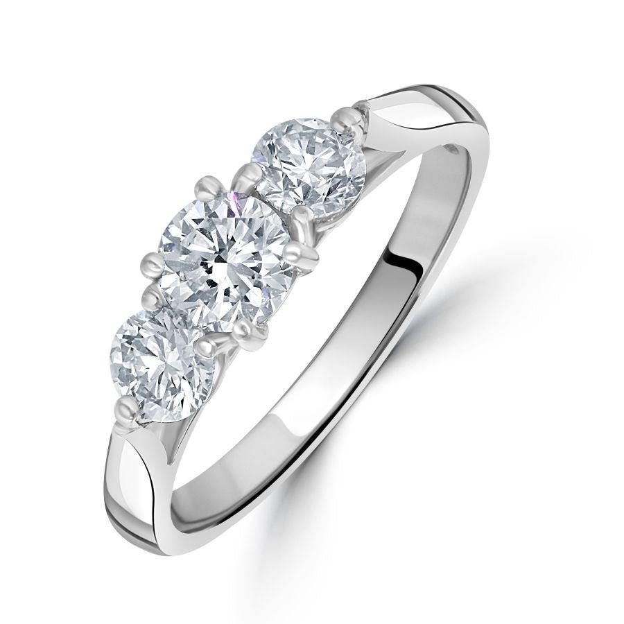 Dipples-Platinum Round Brilliant Cut Diamond Trilogy Ring-Dipples Jewellers