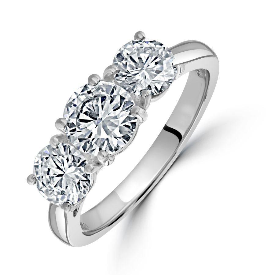 Dipples-Platinum Round Brilliant Cut Diamond Trilogy Ring-Dipples Jewellers