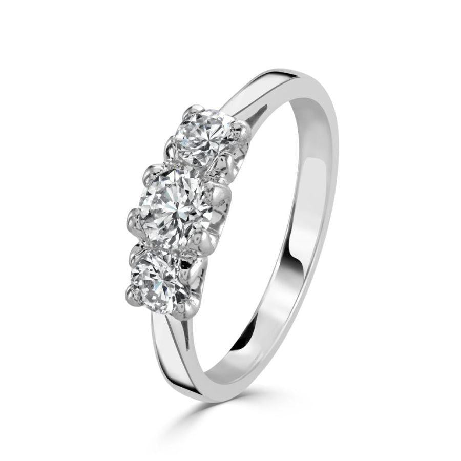 Dipples-Platinum Round Brilliant Cut Diamond Trilogy Ring-Dipples Jewellers