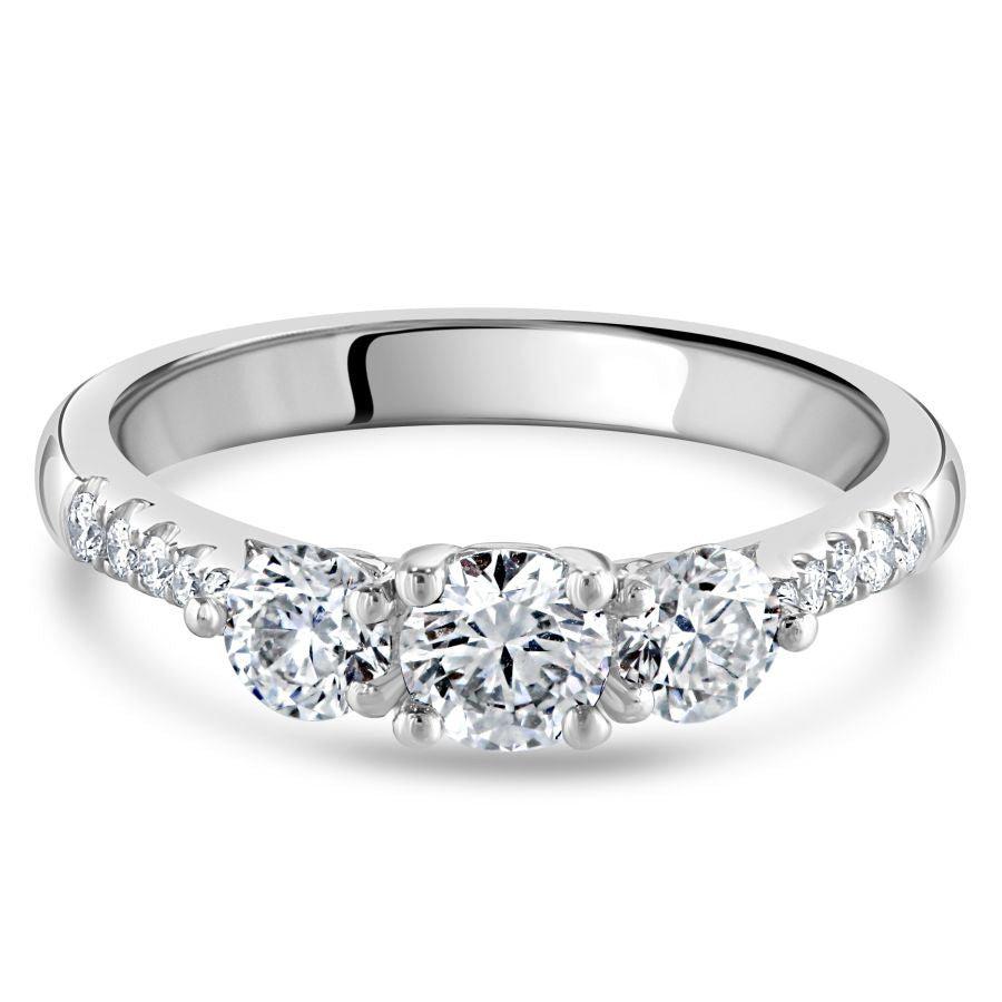 Dipples-Platinum Round Brilliant Cut Diamond Trilogy Ring with Diamond Shoulders-Dipples Jewellers
