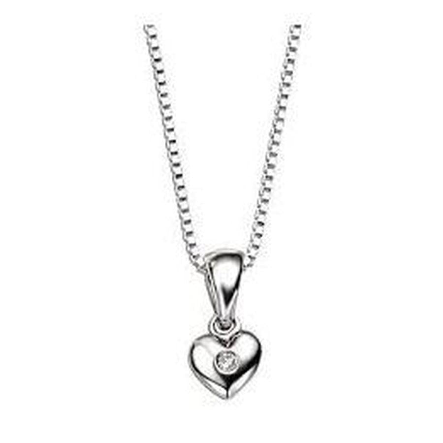 Dipples-Silver D 4 Diamond Heart Pendant-Dipples Jewellers