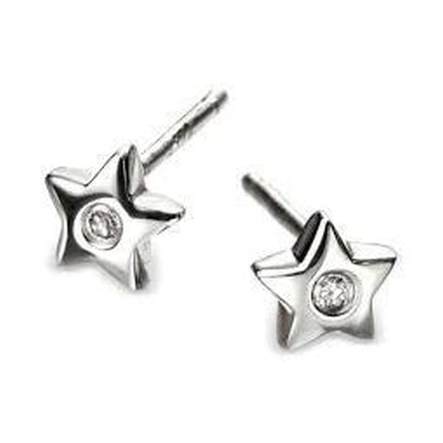 Dipples-Silver Diamond Set Star Stud Earrings-Dipples Jewellers