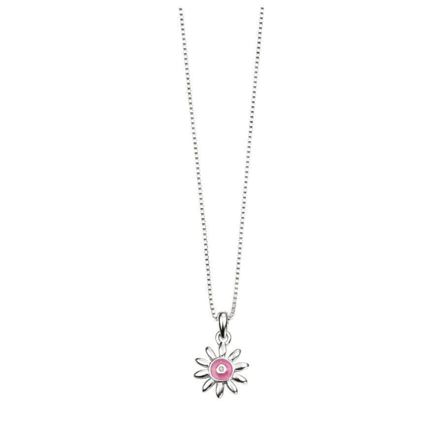 Dipples-Silver & Pink Enamel Daisy Pendant-Dipples Jewellers