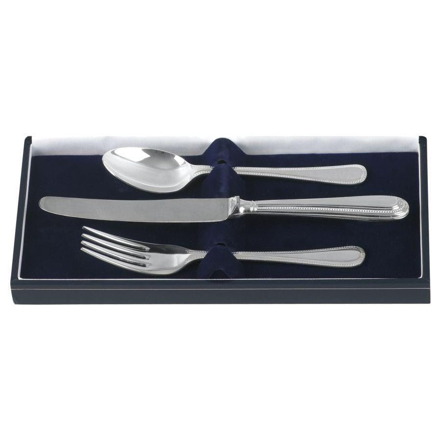 Dipples-Silver Plated Beaded Childs Cutlery Set-Dipples Jewellers