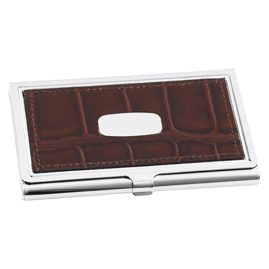 Dipples-Stainless Steel & Brown Leather Card Holder-Dipples Jewellers