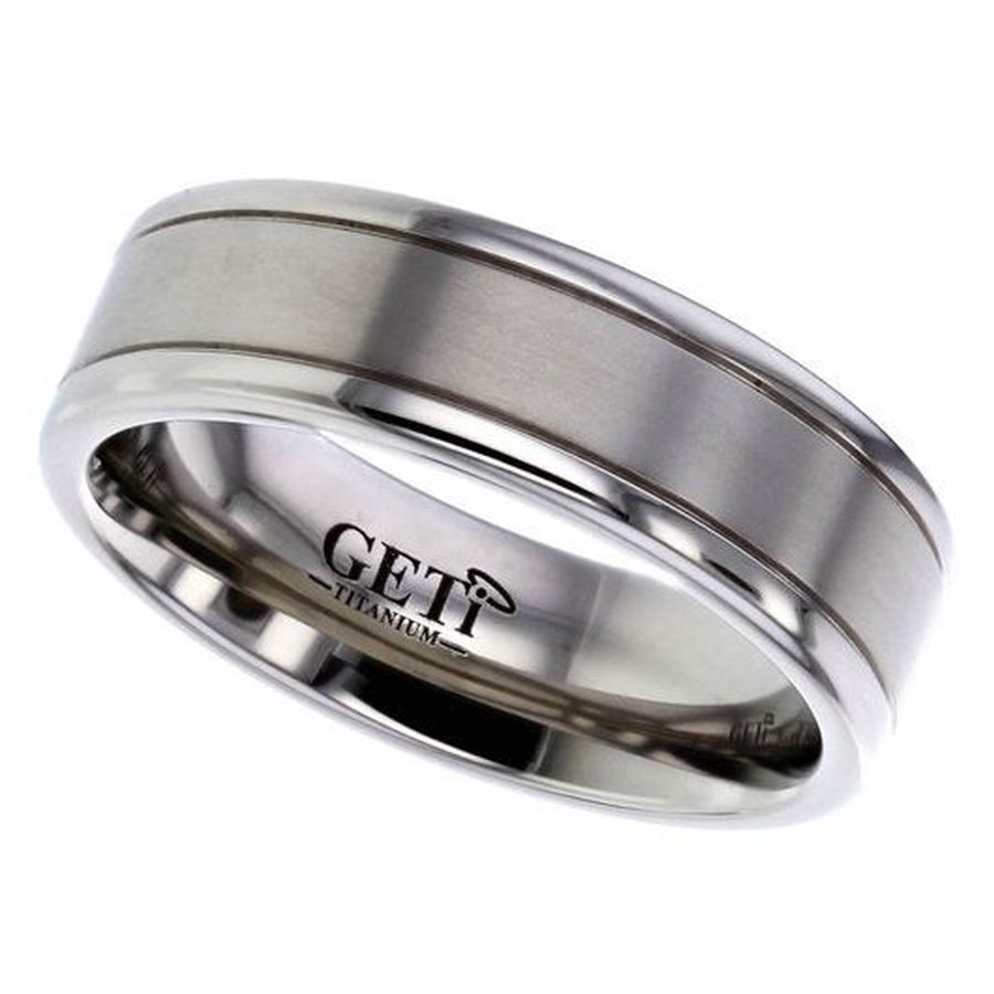 Dipples-Titanium Flat Court Grooved Wedding Band, size W-Dipples Jewellers