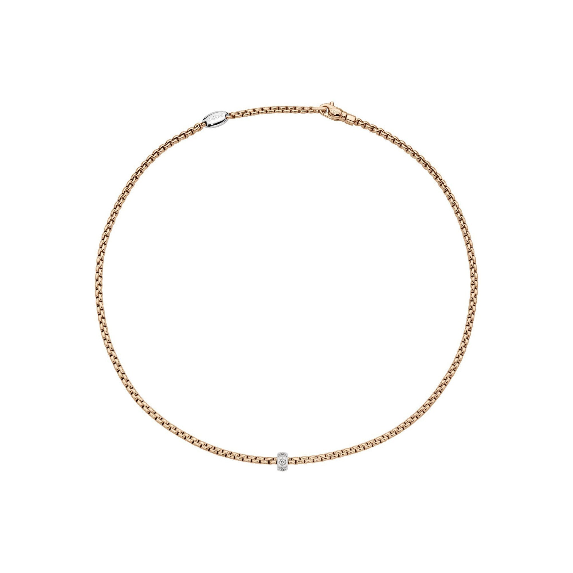 Fope-Eka Necklace Rse/Wht dia 0.12ct-Dipples Jewellers