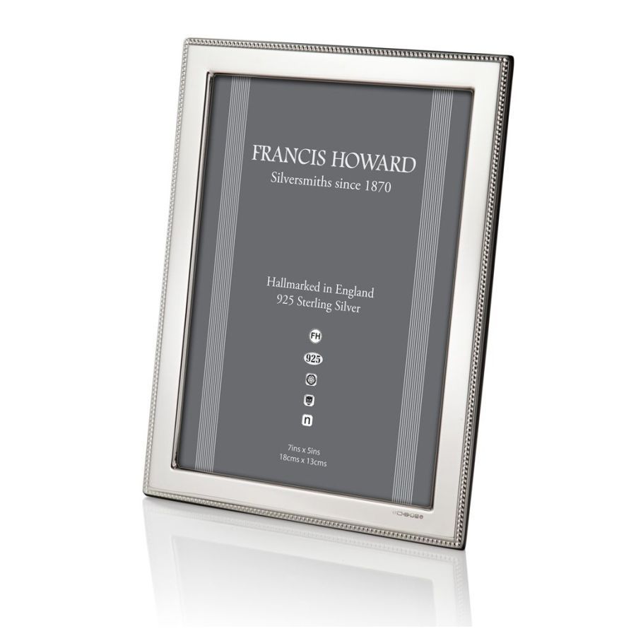 Francis Howard-Silver 10"x8" Bead Edge Photoframe-Dipples Jewellers
