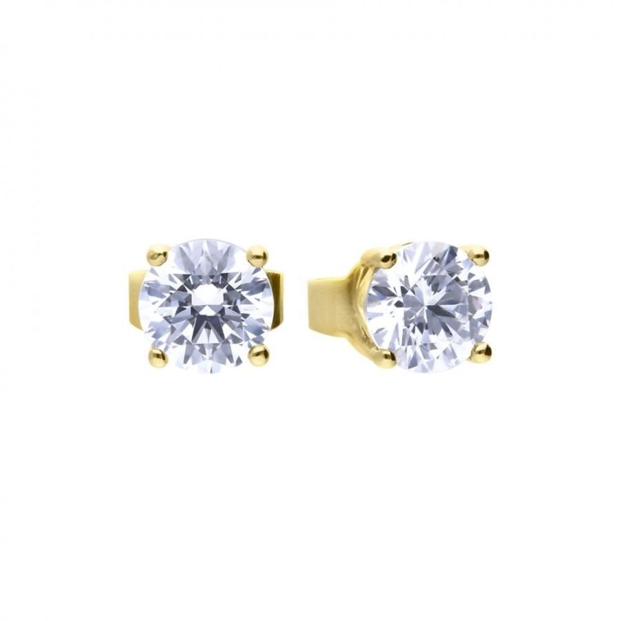 Dipples-Gold Plated Silver 0.50ct Cubic Zirconia Solitaire Stud Earrings-Dipples Jewellers