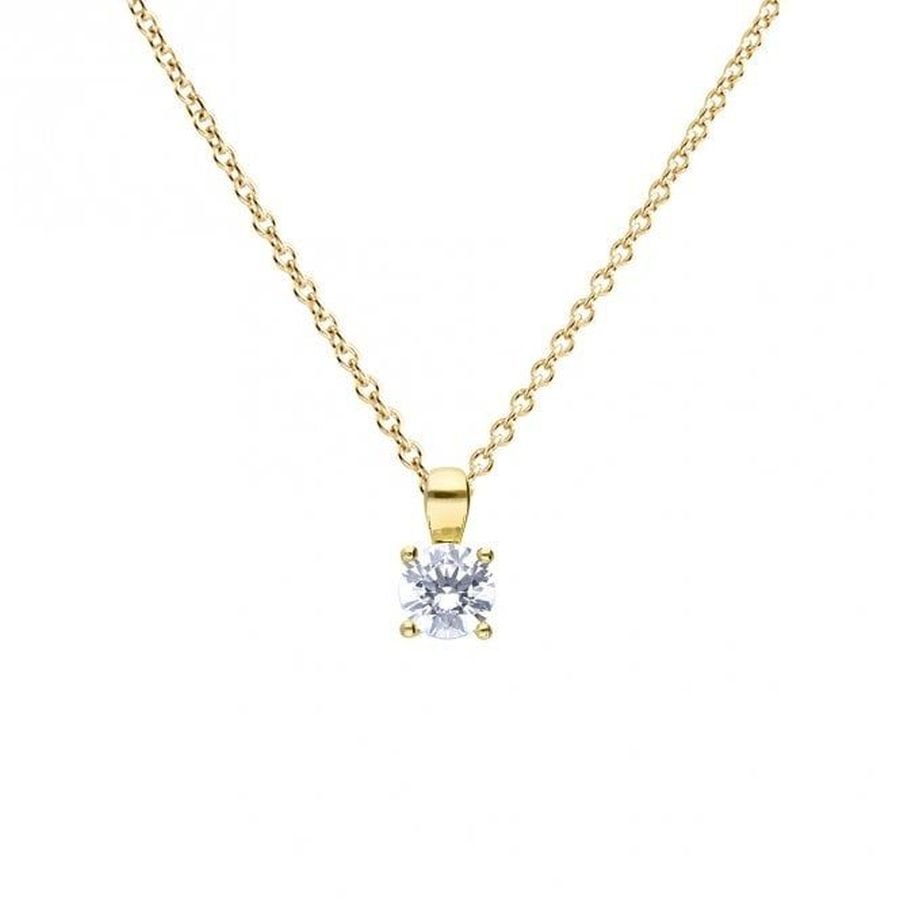 Dipples-Gold Plated Silver 0.75ct Cubic Zirconia Solitaire Pendant-Dipples Jewellers