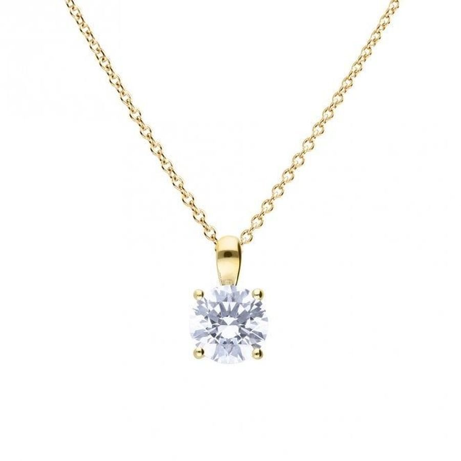 Dipples-Gold Plated Silver 2.00ct Cubic Zirconia Solitaire Pendant-Dipples Jewellers
