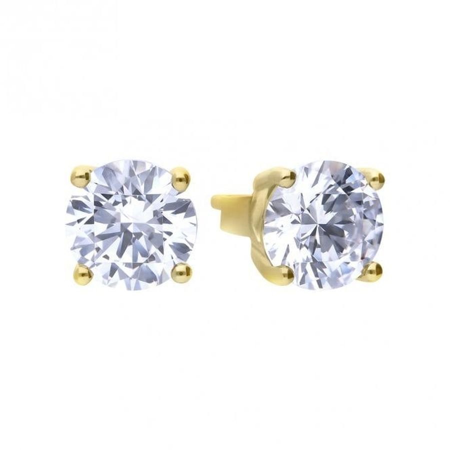 Dipples-Gold Plated Silver 2.00ct Cubic Zirconia Solitaire Stud Earrings-Dipples Jewellers