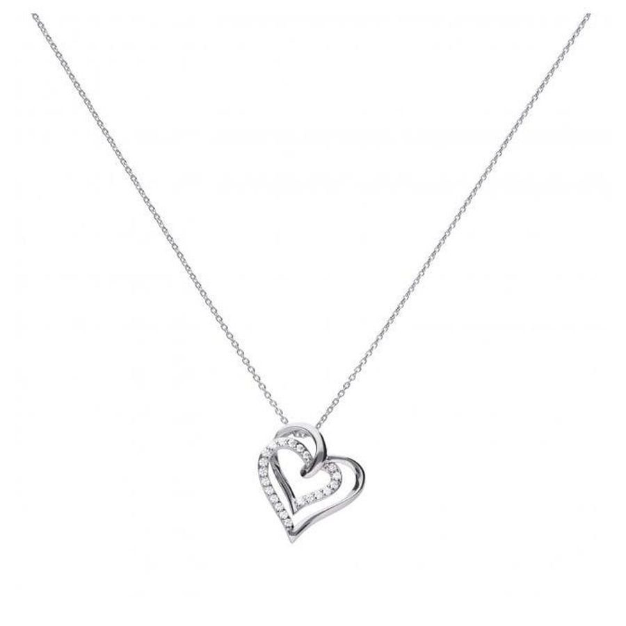 Dipples-Sil-Cz-Entw Hearts+Chn-Dipples Jewellers