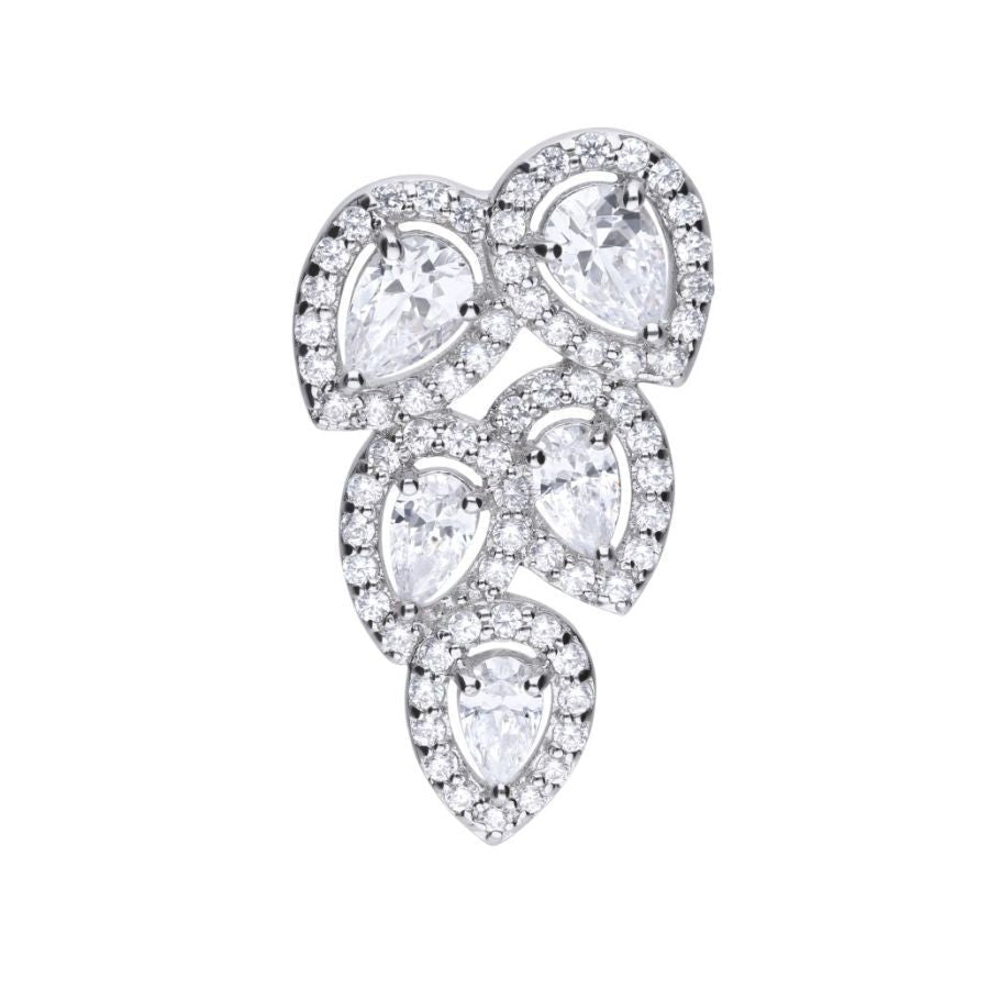 Dipples-Silver 5-Pear Shaped Cubic Zirconia Cluster Pendant-Dipples Jewellers