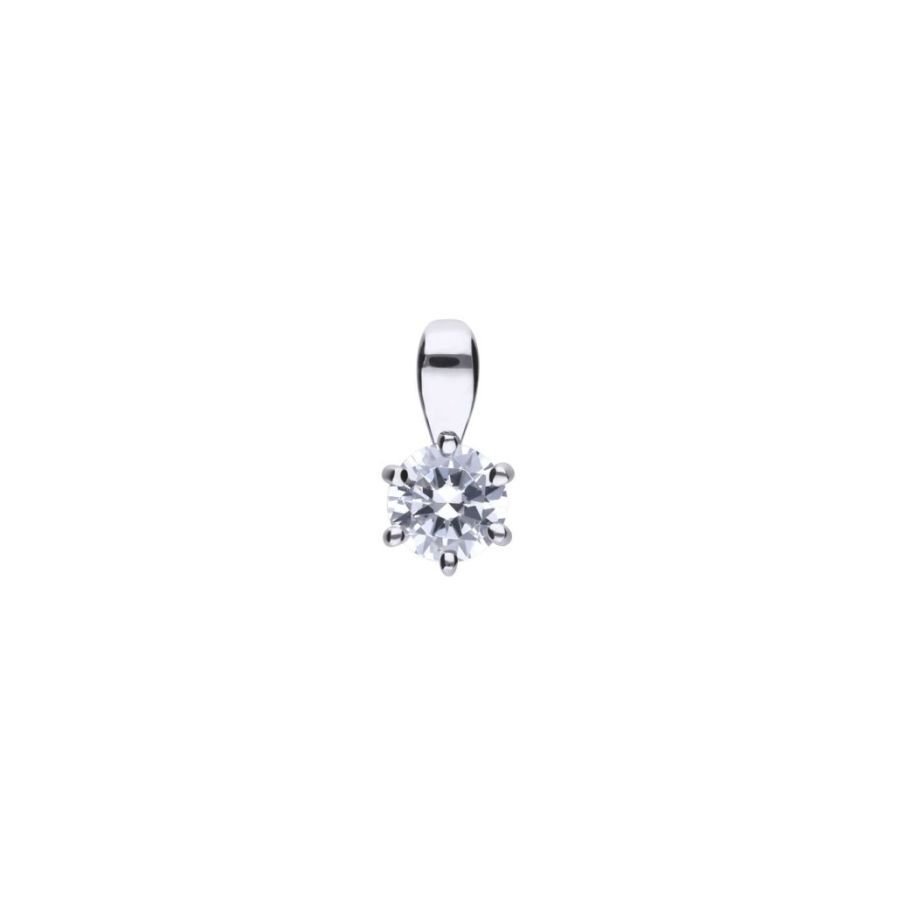 Dipples-Silver 6-Claw Cubic Zirconia Solitaire Pendant-Dipples Jewellers