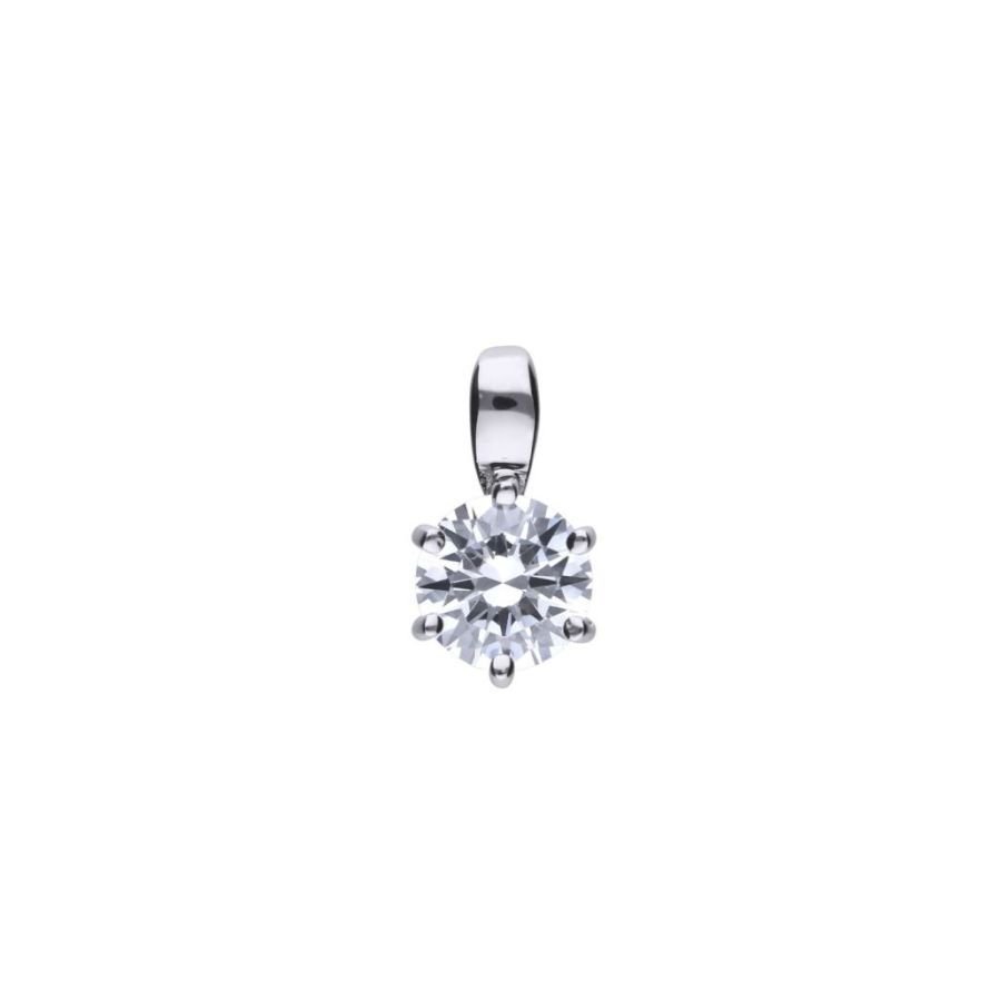 Dipples-Silver 6-Claw Cubic Zirconia Solitaire Pendant-Dipples Jewellers