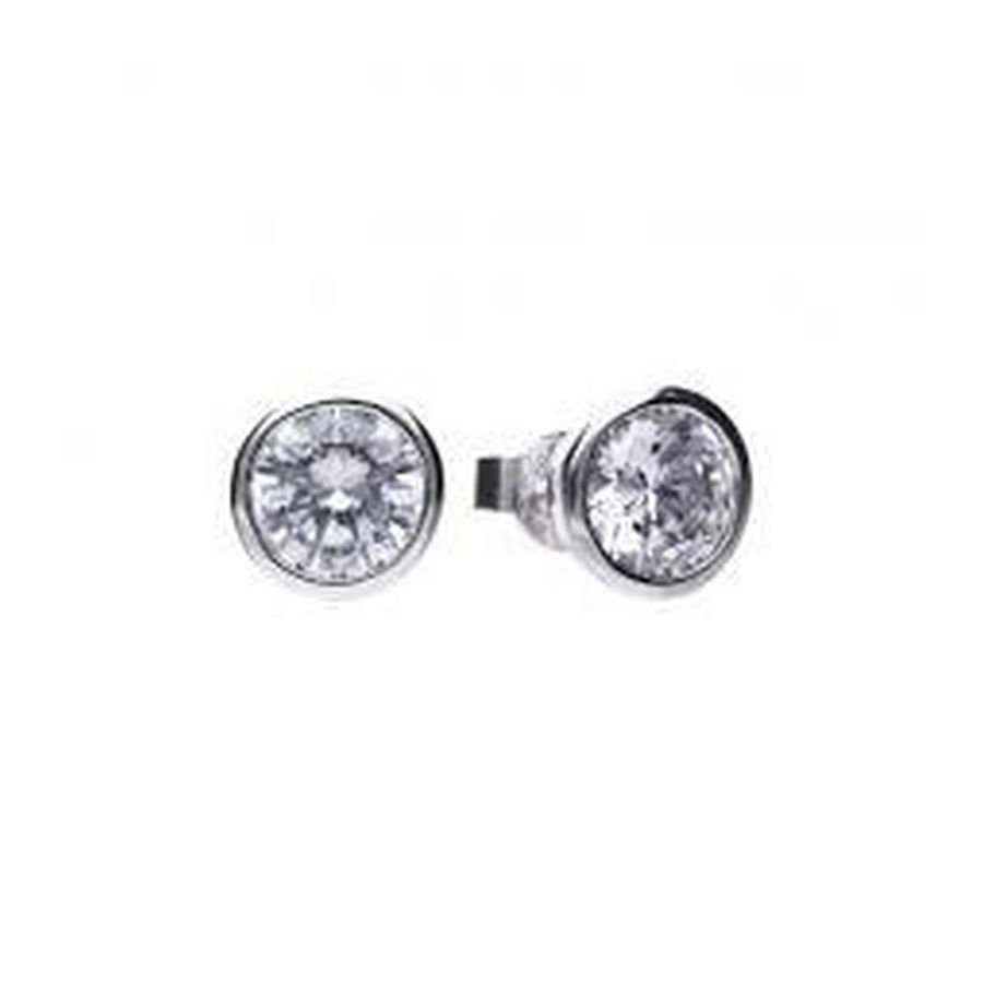 Dipples-Silver bezel/rub over set solitaire stud CZ earrings-Dipples Jewellers