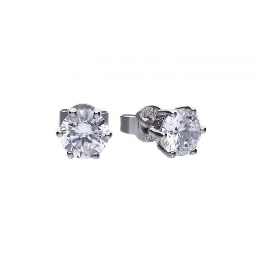 Dipples-Silver claw set solitaire CZ stud earrings-Dipples Jewellers