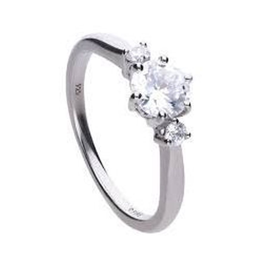 Dipples-Silver Cubic Zirconia Set Three Stone Ring, size K-Dipples Jewellers